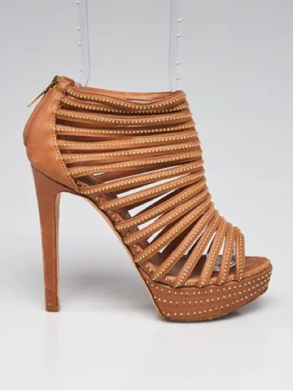 Dior Tan Strappy Studded Platform Stiletto Sandal